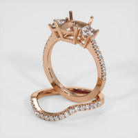 14K Rose Gold Three Stone Ring Setting Image