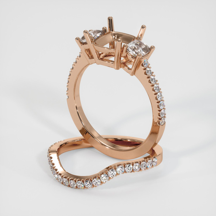 14K Rose Gold Pave Ring Setting