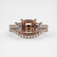 18K Rose Gold Three Stone Ring Setting Image