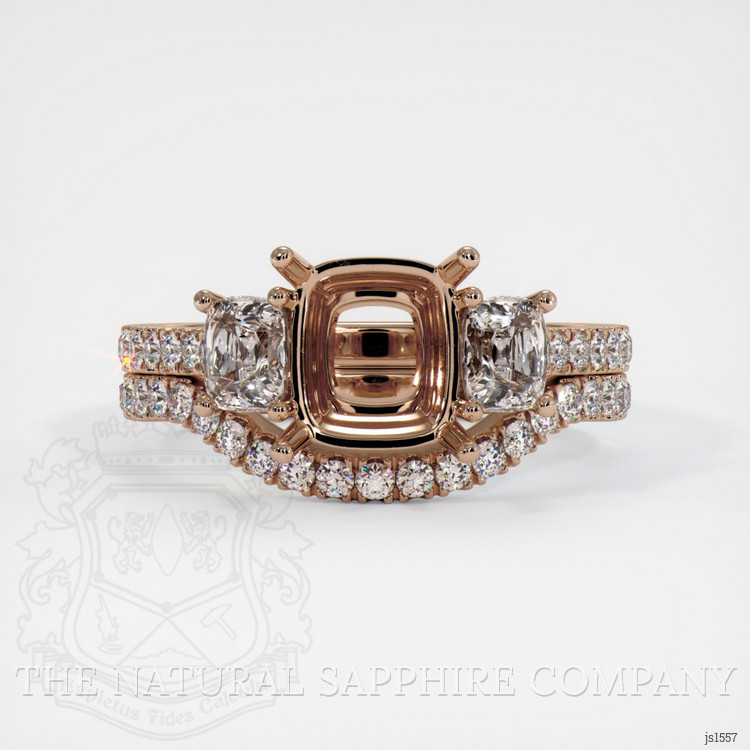 18K Rose Gold Three Stone Ring Setting