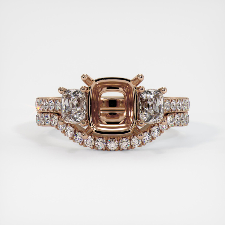 18K Rose Gold Pave Ring Setting