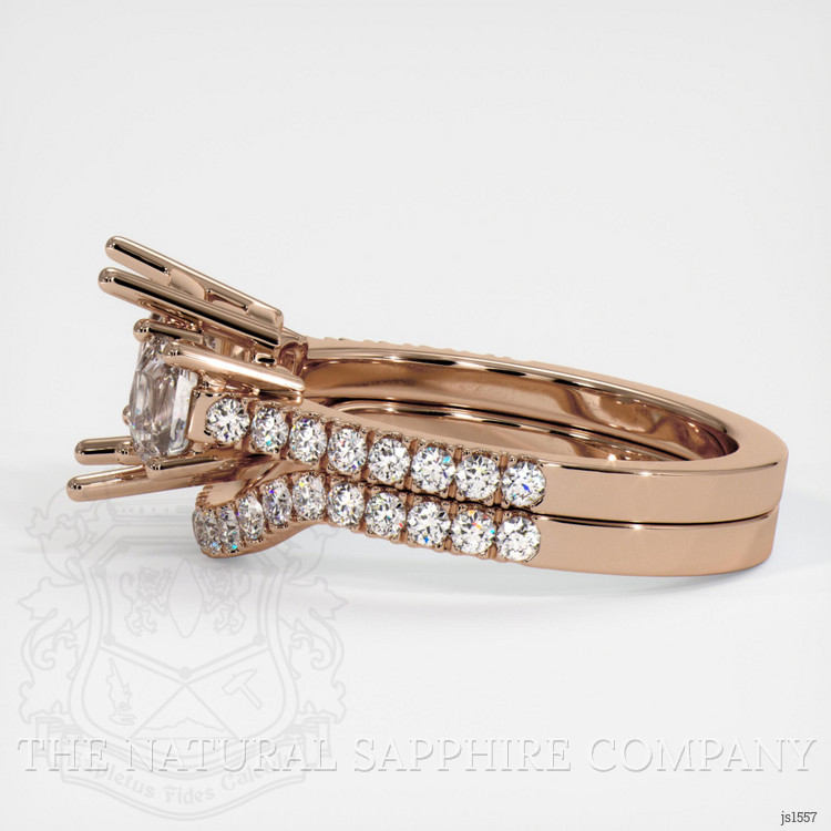18K Rose Gold Three Stone Ring Setting