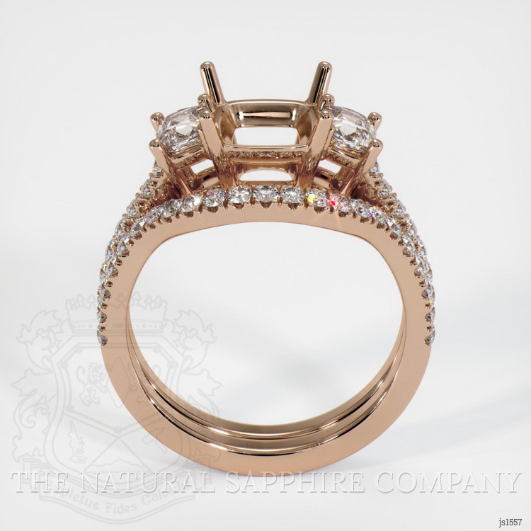 18K Rose Gold Three Stone Ring Setting