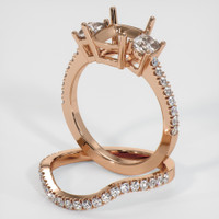 18K Rose Gold Three Stone Ring Setting Image