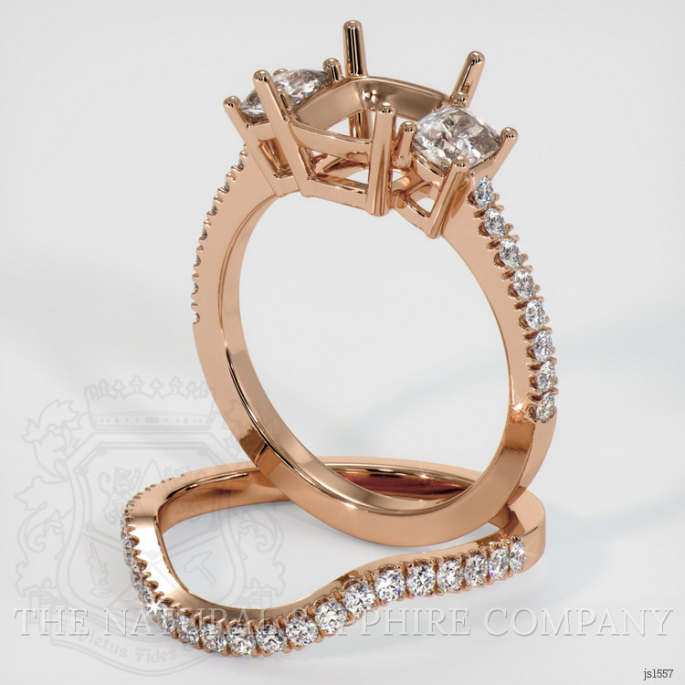 18K Rose Gold Three Stone Ring Setting