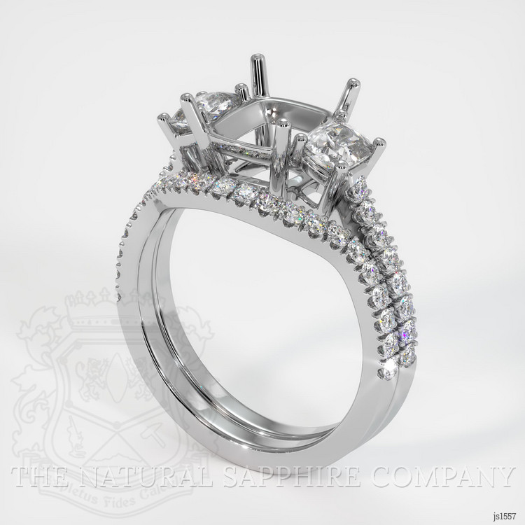 10K White Gold Three Stone Ring Setting