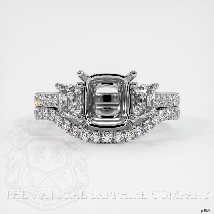 10K White Gold Three Stone Ring Setting