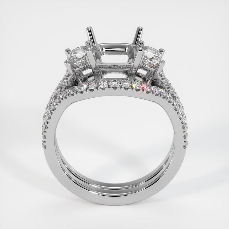 10K White Gold Three Stone Ring Setting