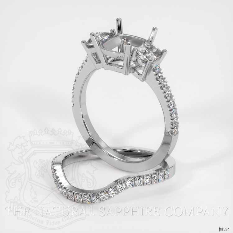 10K White Gold Three Stone Ring Setting