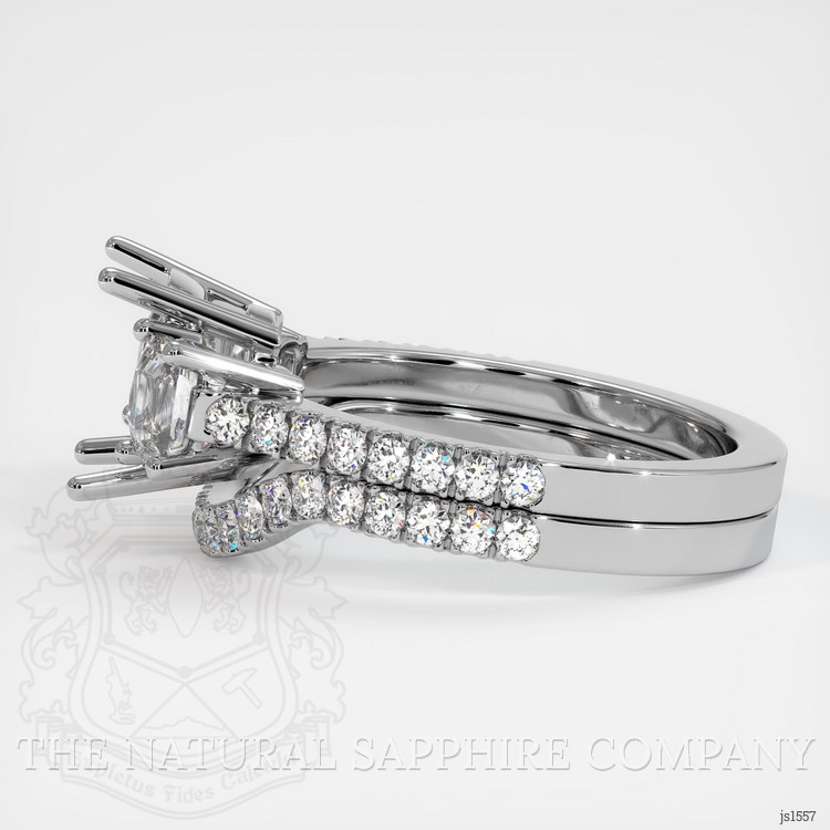 14K White Gold Three Stone Ring Setting