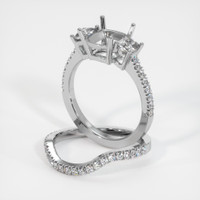 14K White Gold Three Stone Ring Setting Image