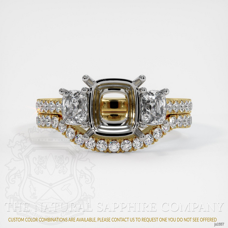 14K White & Yellow Three Stone Ring Setting