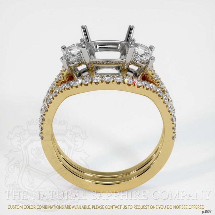 14K White & Yellow Three Stone Ring Setting