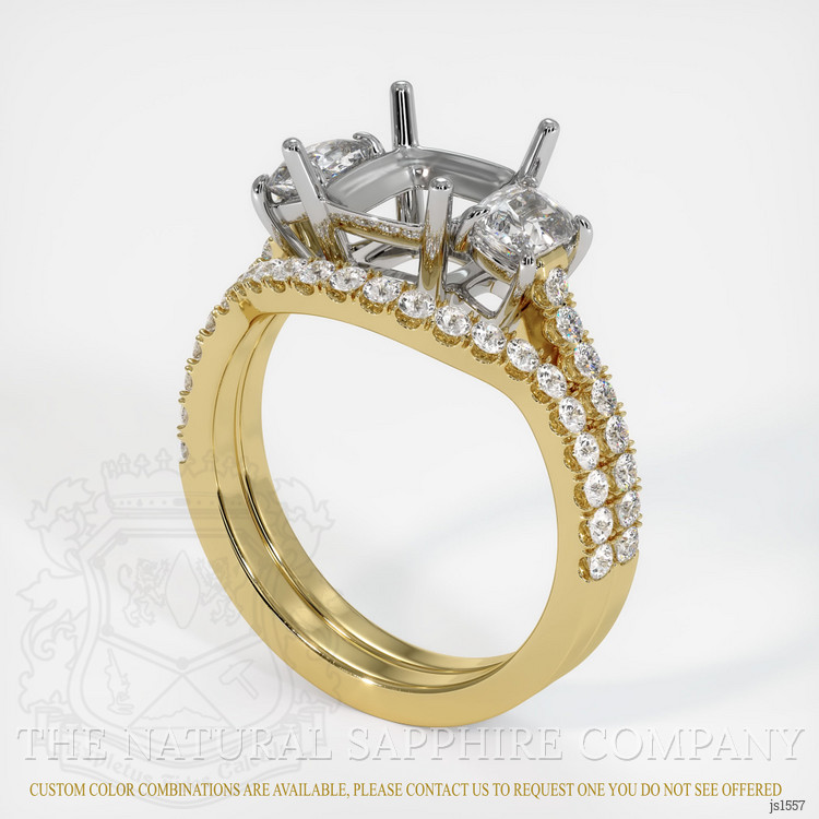 18K White & Yellow Three Stone Ring Setting