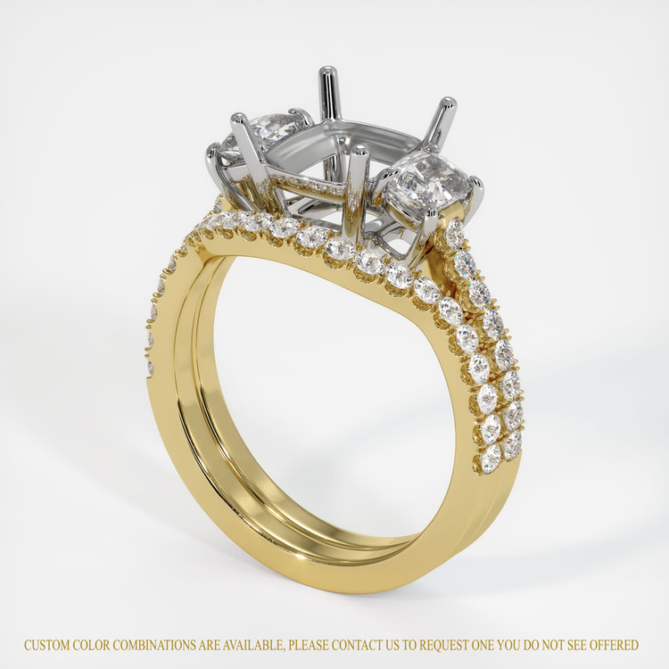 18K White & Yellow Pave Ring Setting