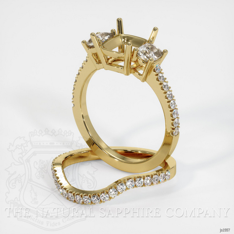 10K Yellow Gold Three Stone Ring Setting