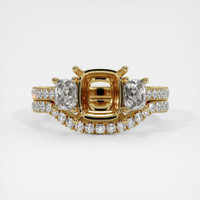 18K Yellow Gold Three Stone Ring Setting Image