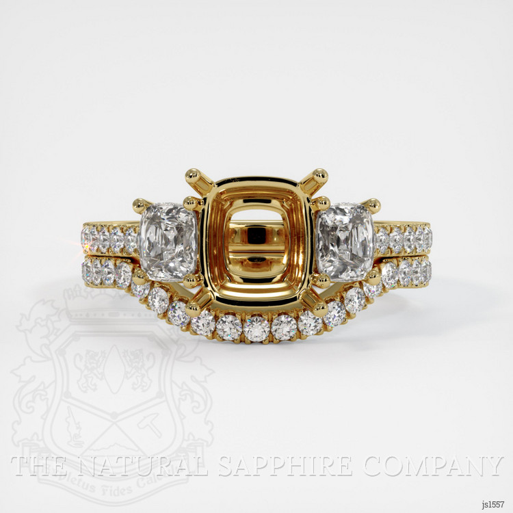 18K Yellow Gold Three Stone Ring Setting