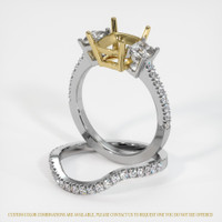 14K Yellow & White Three Stone Ring Setting Image