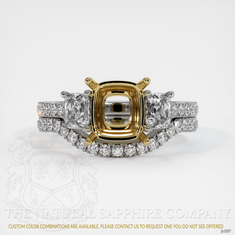 18K Yellow & White Three Stone Ring Setting