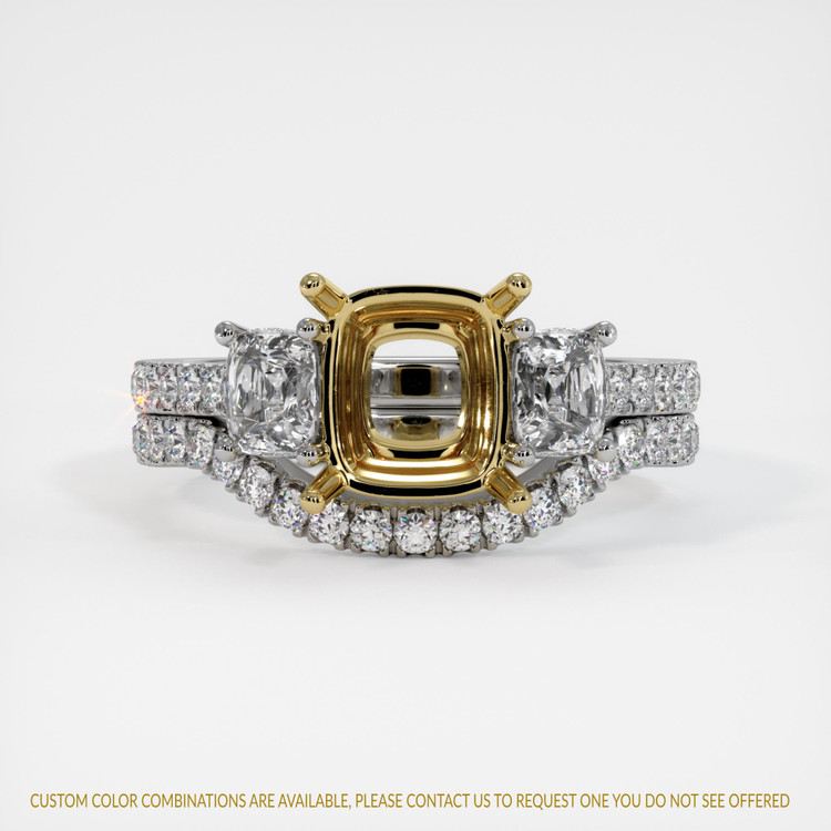 18K Yellow & White Pave Ring Setting