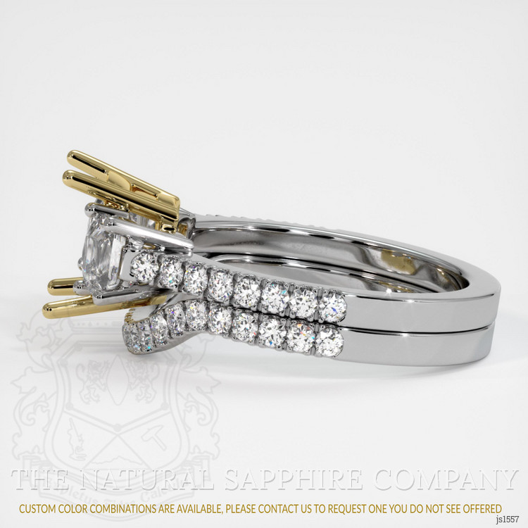 18K Yellow & White Three Stone Ring Setting