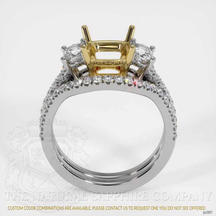 18K Yellow & White Three Stone Ring Setting