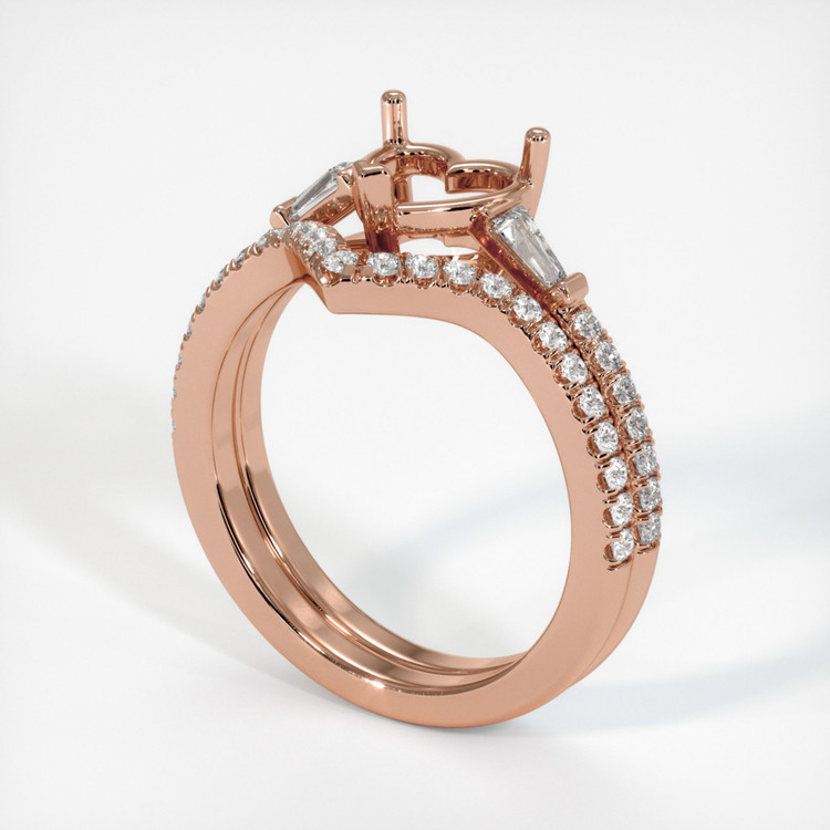14K Rose Gold Three Stone Ring Setting