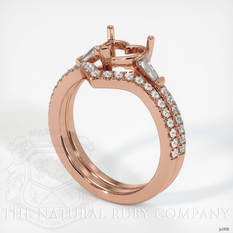14K Rose Gold Three Stone Ring Setting