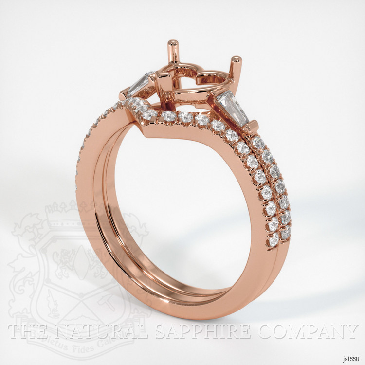 14K Rose Gold Three Stone Ring Setting