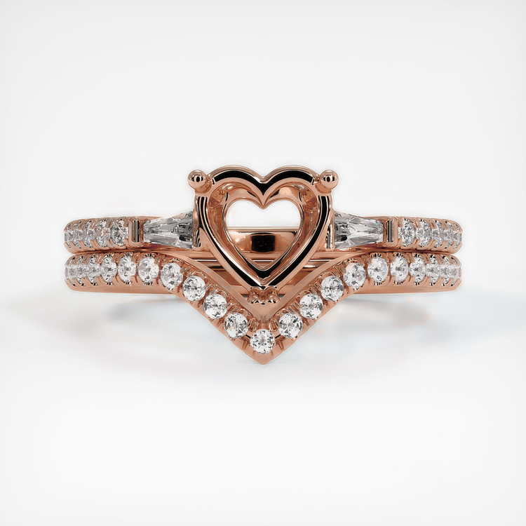 14K Rose Gold Three Stone Ring Setting