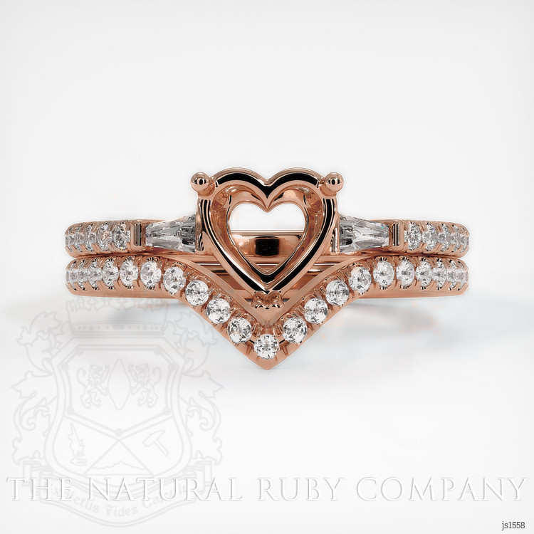 14K Rose Gold Three Stone Ring Setting