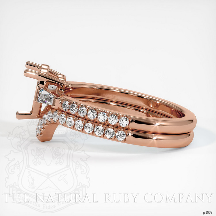 14K Rose Gold Three Stone Ring Setting