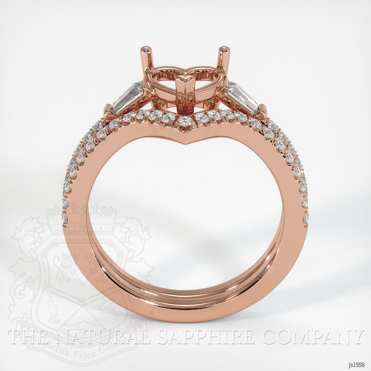 14K Rose Gold Three Stone Ring Setting