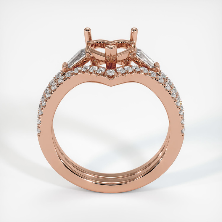 14K Rose Gold Three Stone Ring Setting