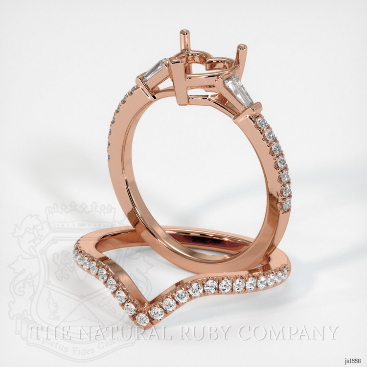 14K Rose Gold Three Stone Ring Setting