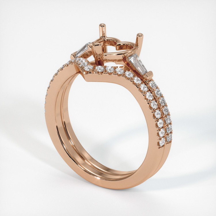 18K Rose Gold Three Stone Ring Setting
