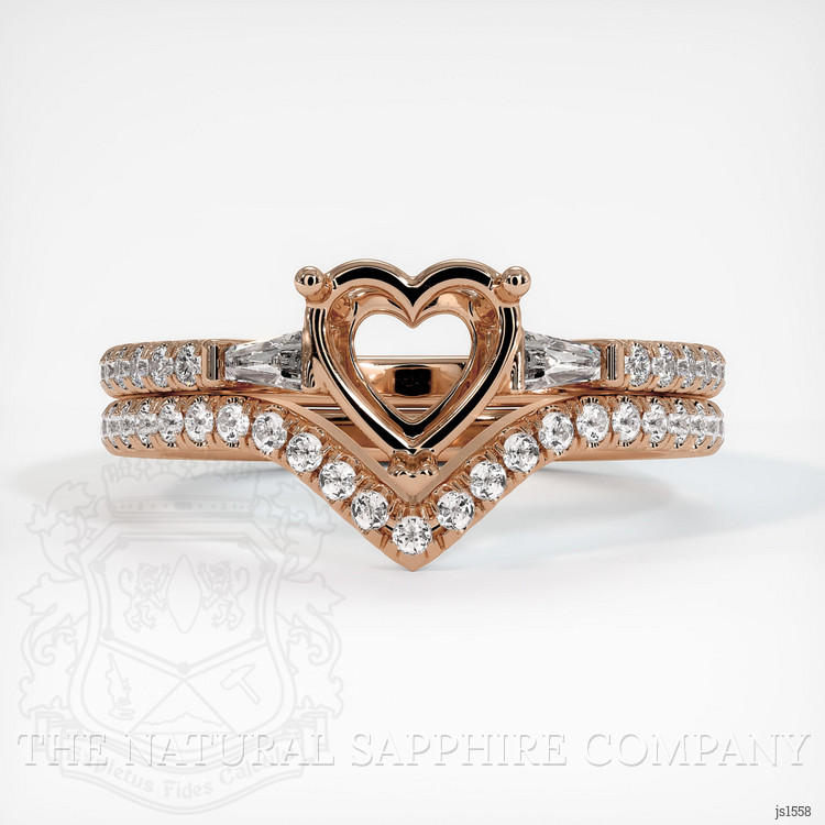 18K Rose Gold Three Stone Ring Setting