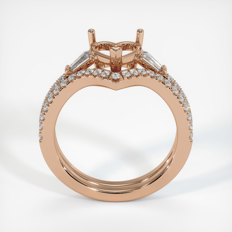 18K Rose Gold Three Stone Ring Setting