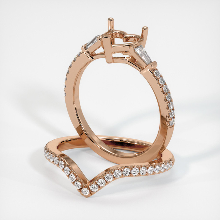 18K Rose Gold Three Stone Ring Setting