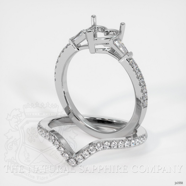 10K White Gold Three Stone Ring Setting