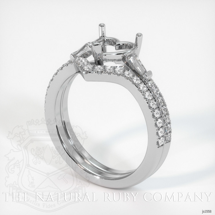 14K White Gold Three Stone Ring Setting