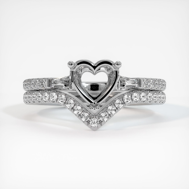 14K White Gold Three Stone Ring Setting