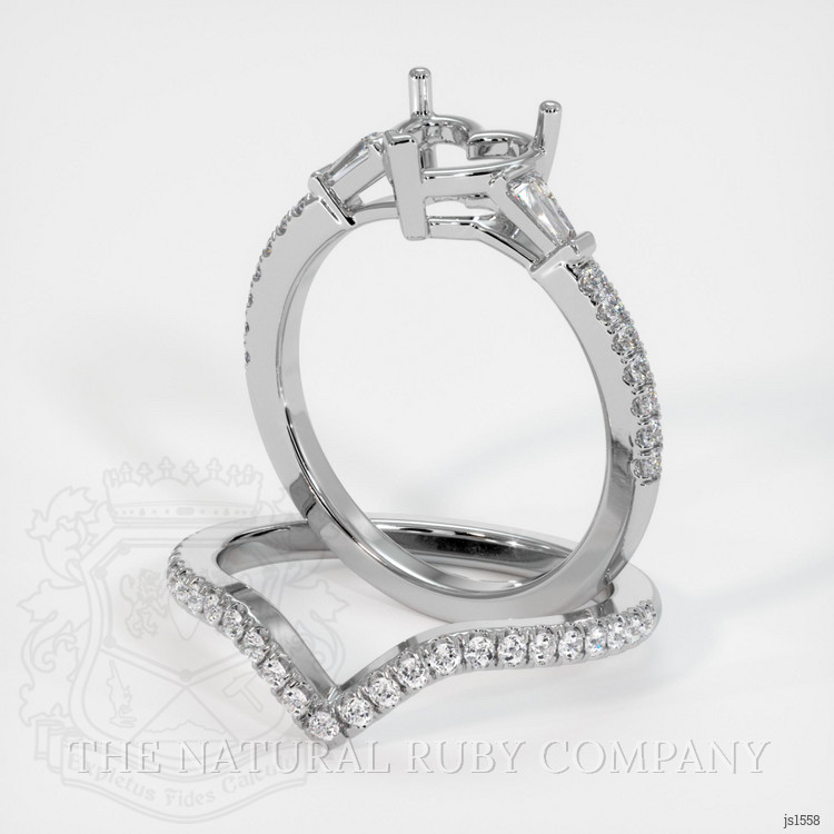 14K White Gold Three Stone Ring Setting