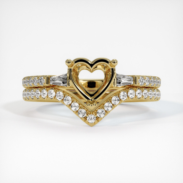 14K Yellow Gold Three Stone Ring Setting