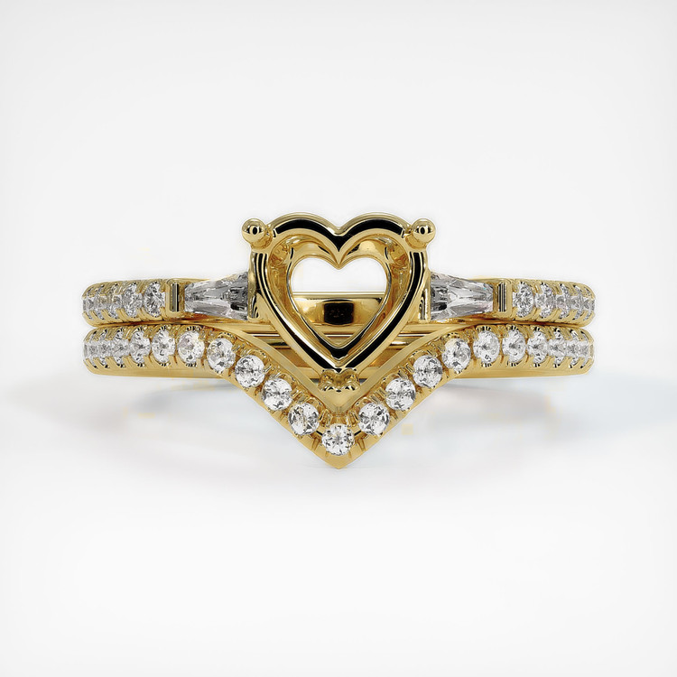 18K Yellow Gold Three Stone Ring Setting