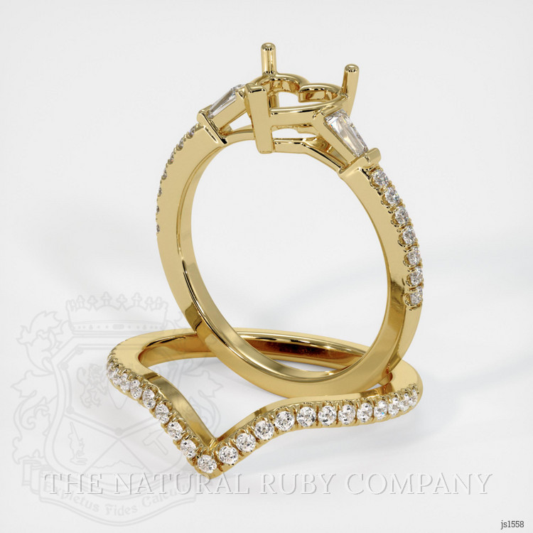 18K Yellow Gold Three Stone Ring Setting