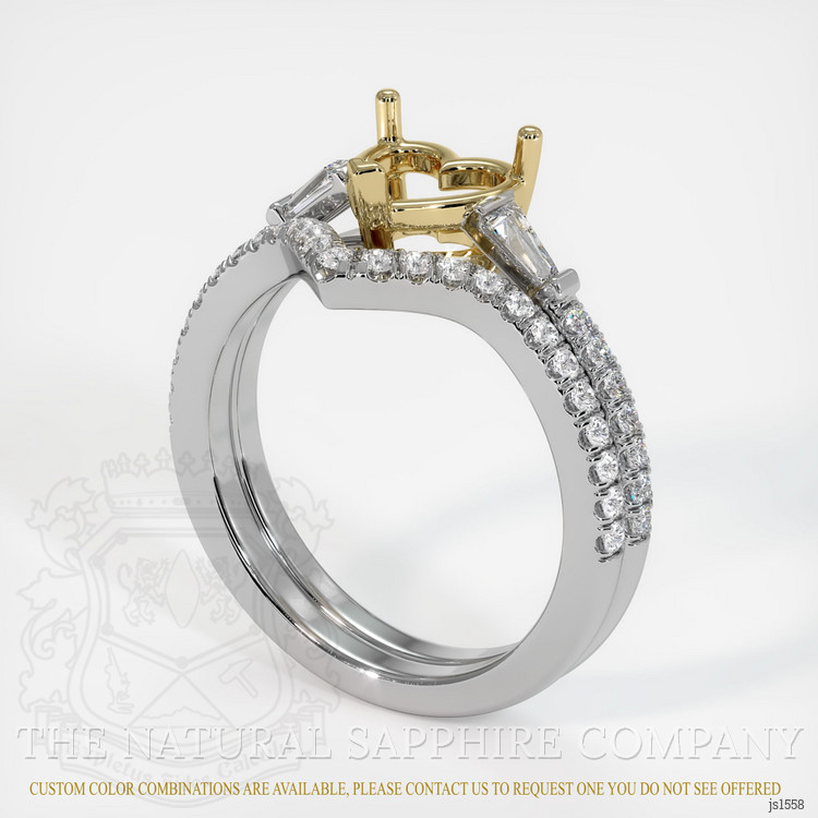 14K Yellow & White Three Stone Ring Setting