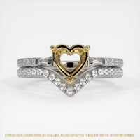 14K Yellow & White Three Stone Ring Setting Image