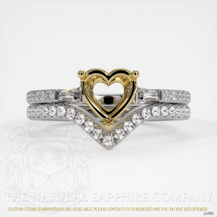 14K Yellow & White Three Stone Ring Setting